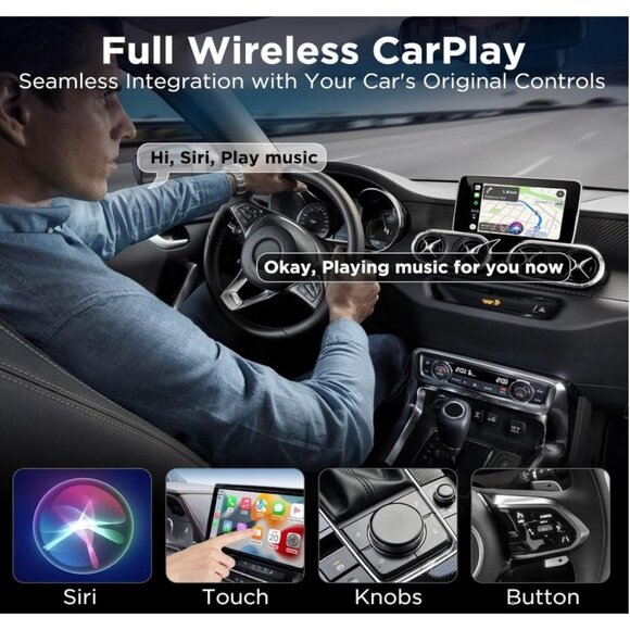 Wireless Carplay Adapter, 2023 Style for Apple OEM Wired CarPlay, Convent Wired - Picture 4 of 8